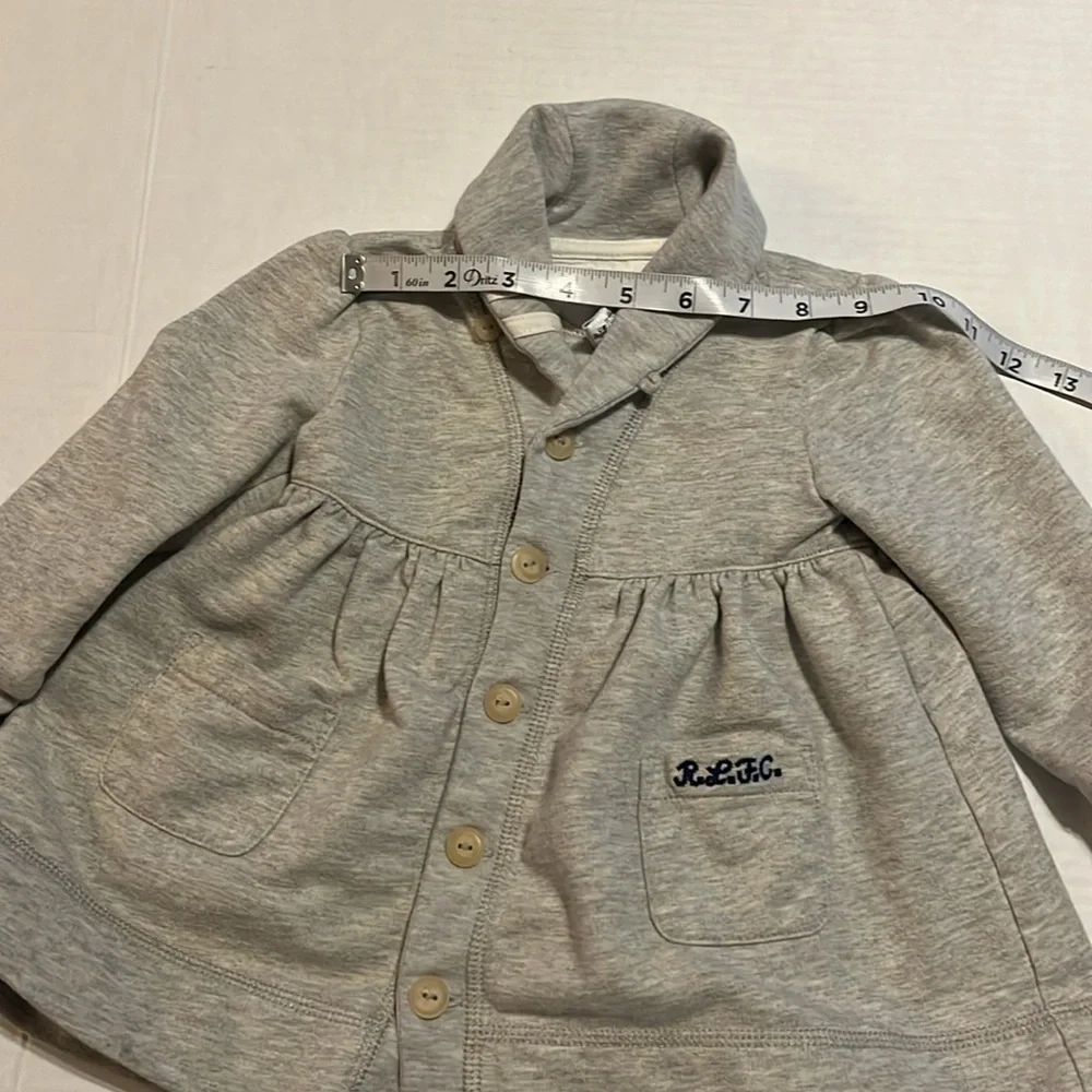 Ralph Lauren-18 months-gray-cotton blend, jersey knit, L/S,button-down jacket.